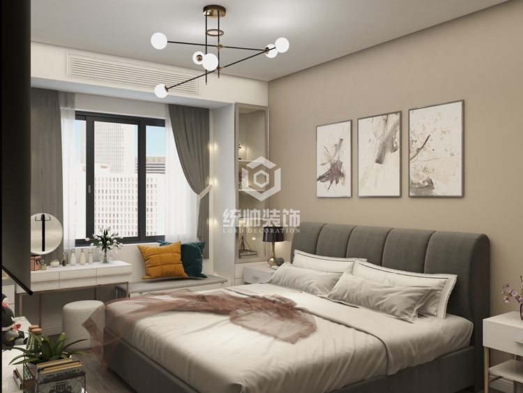 浦东新区龙柏西郊公寓100平现代简约卧室装修效果图