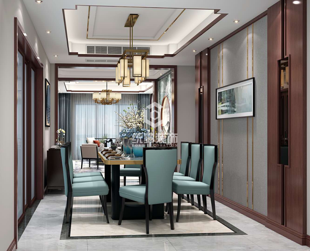 浦东新区中金海棠湾128平方中式风格框架架构餐厅装修效果图