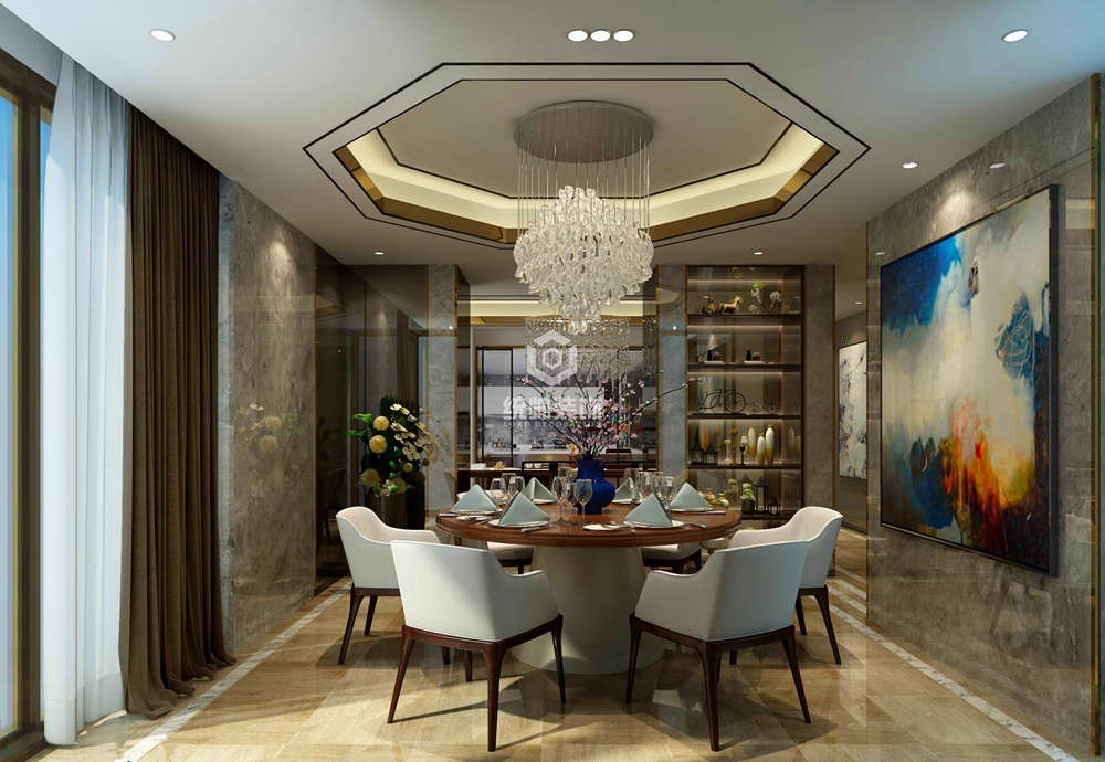 杨浦区万科翡翠360平方现代简约风格别墅餐厅装修效果图