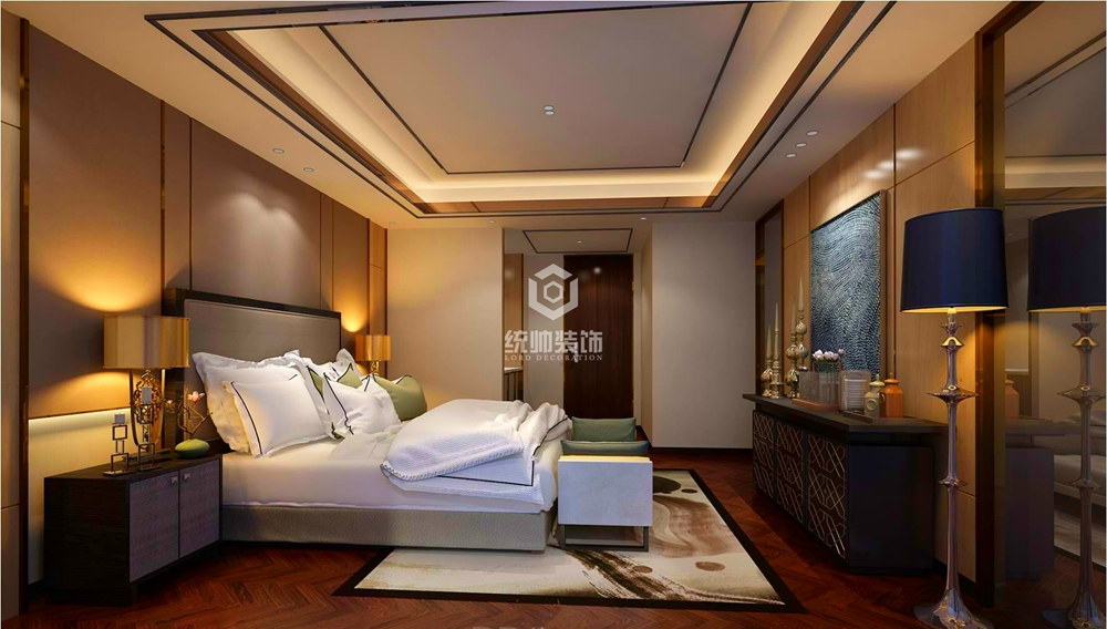 杨浦区万科翡翠360平方现代简约风格别墅卧室装修效果图