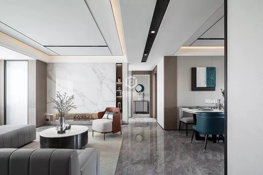 浦东新区丁香国际140平方新中式风格三房两厅两卫客厅装修效果图