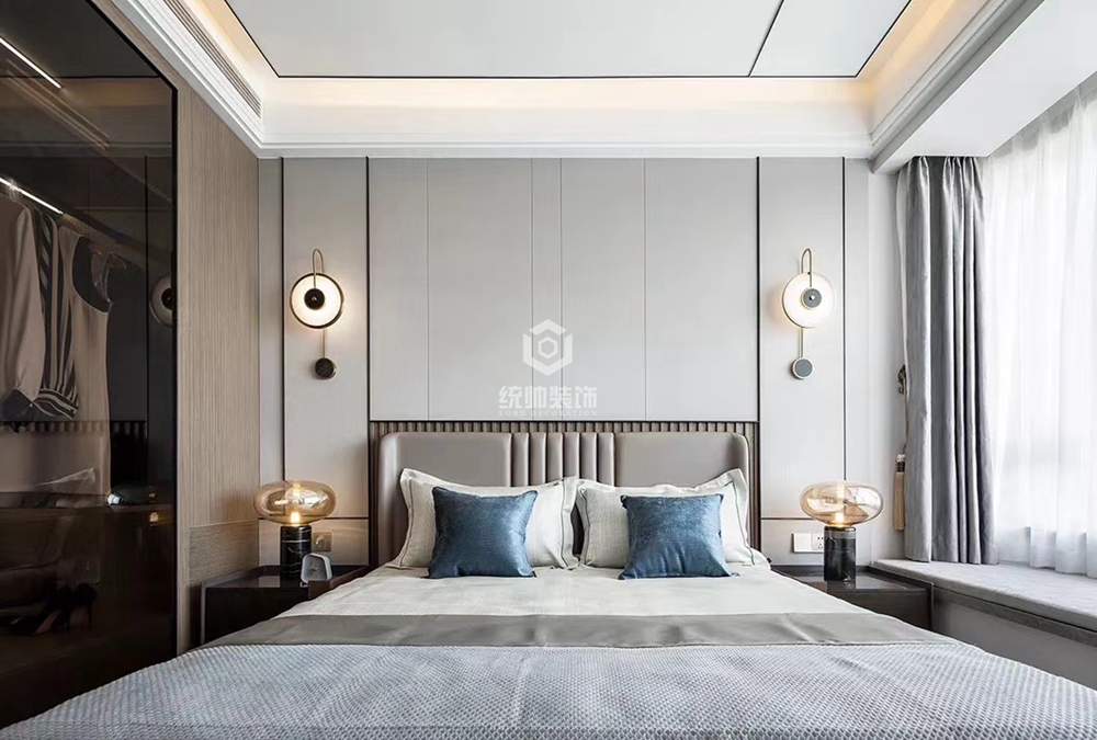 浦东新区丁香国际140平方新中式风格三房两厅两卫卧室装修效果图