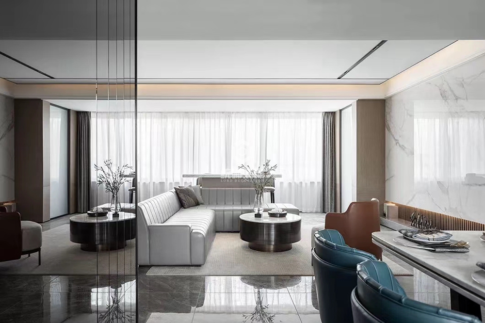 浦东新区丁香国际140平方新中式风格三房两厅两卫客厅装修效果图