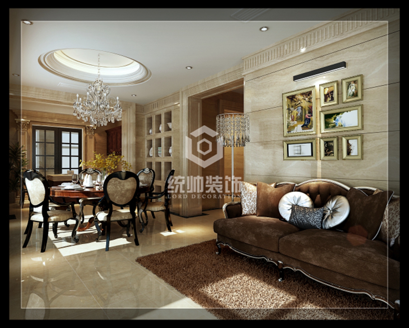 浦东新区梵高别墅385平方欧式风格2室1厅餐厅装修效果图