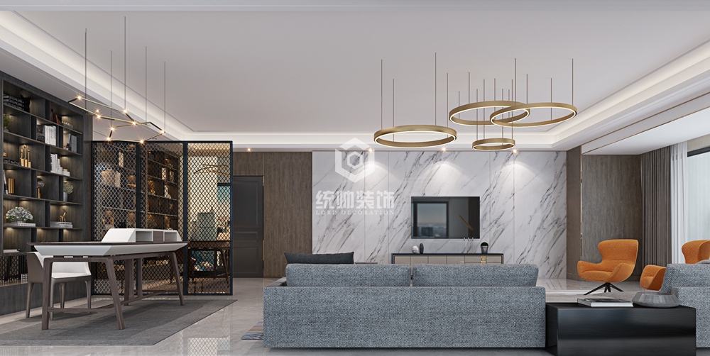 浦东新区天鹅堡210平方轻奢风格3室2厅客厅装修效果图