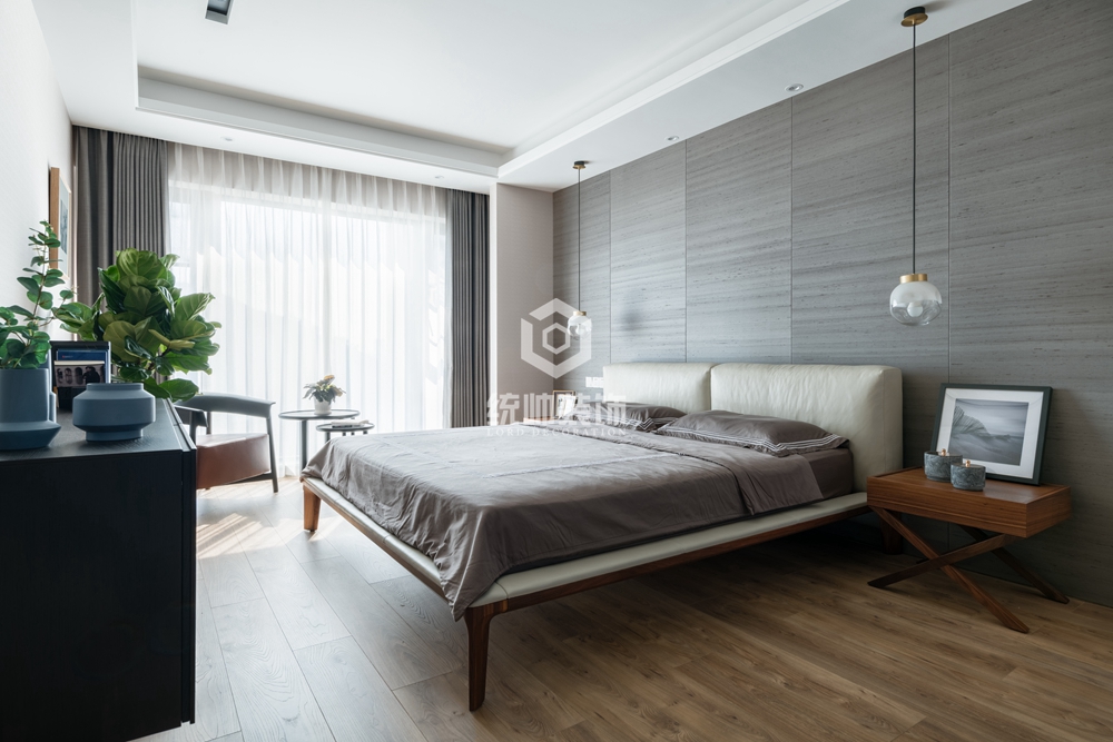 闵行区绿地璀璨天城125平方现代简约风格公寓卧室装修效果图