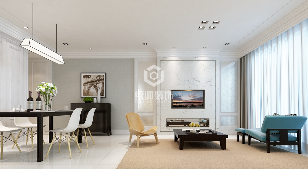 浦东新区高行绿洲三期102平方北欧风格公寓客厅装修效果图
