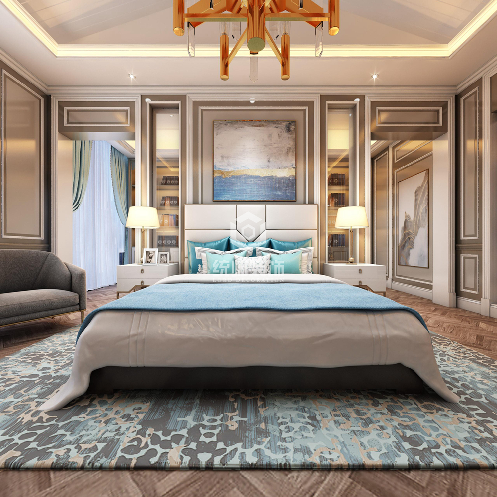 浦东新区证大家园一期177平方轻奢风格4室2厅卧室装修效果图