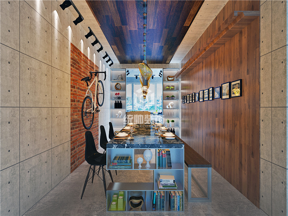 杨浦区华润置地350平方美式风格别墅餐厅装修效果图