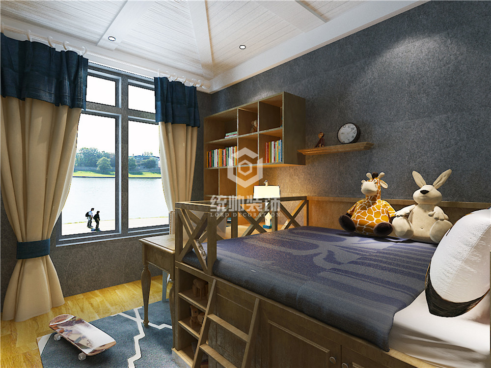 杨浦区华润置地350平方美式风格别墅卧室装修效果图
