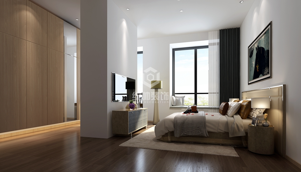普陀区复地爱伦坡300平方现代简约风格独栋卧室装修效果图