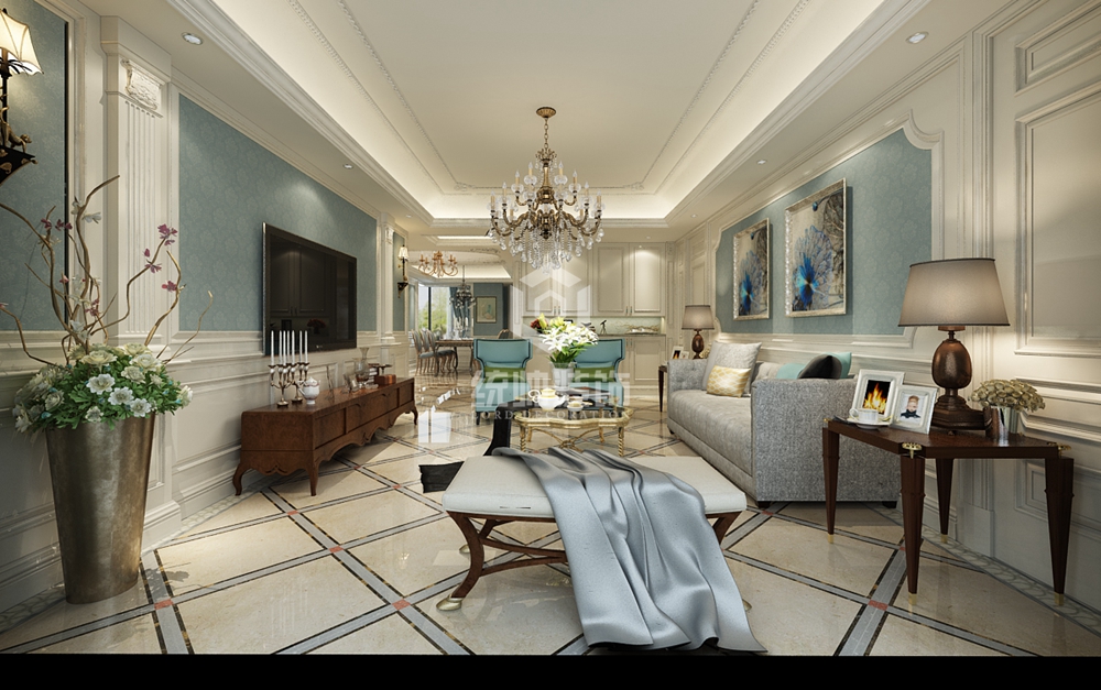 黃浦區金色家園160平法式客廳裝修效果圖