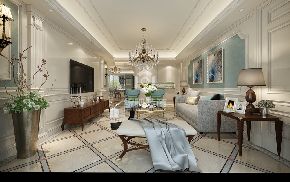 黄浦区金色家园160平方法式风格大平层客厅装修效果图