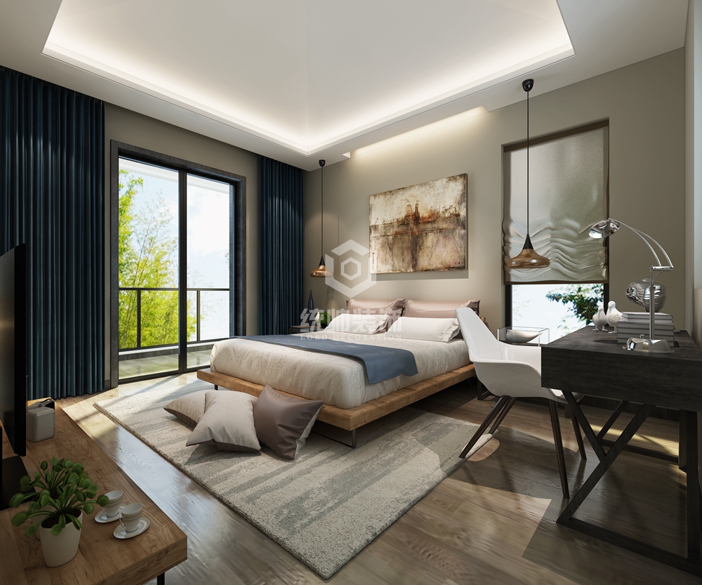 松江区名仕豪庭220平方现代简约风格独栋卧室装修效果图