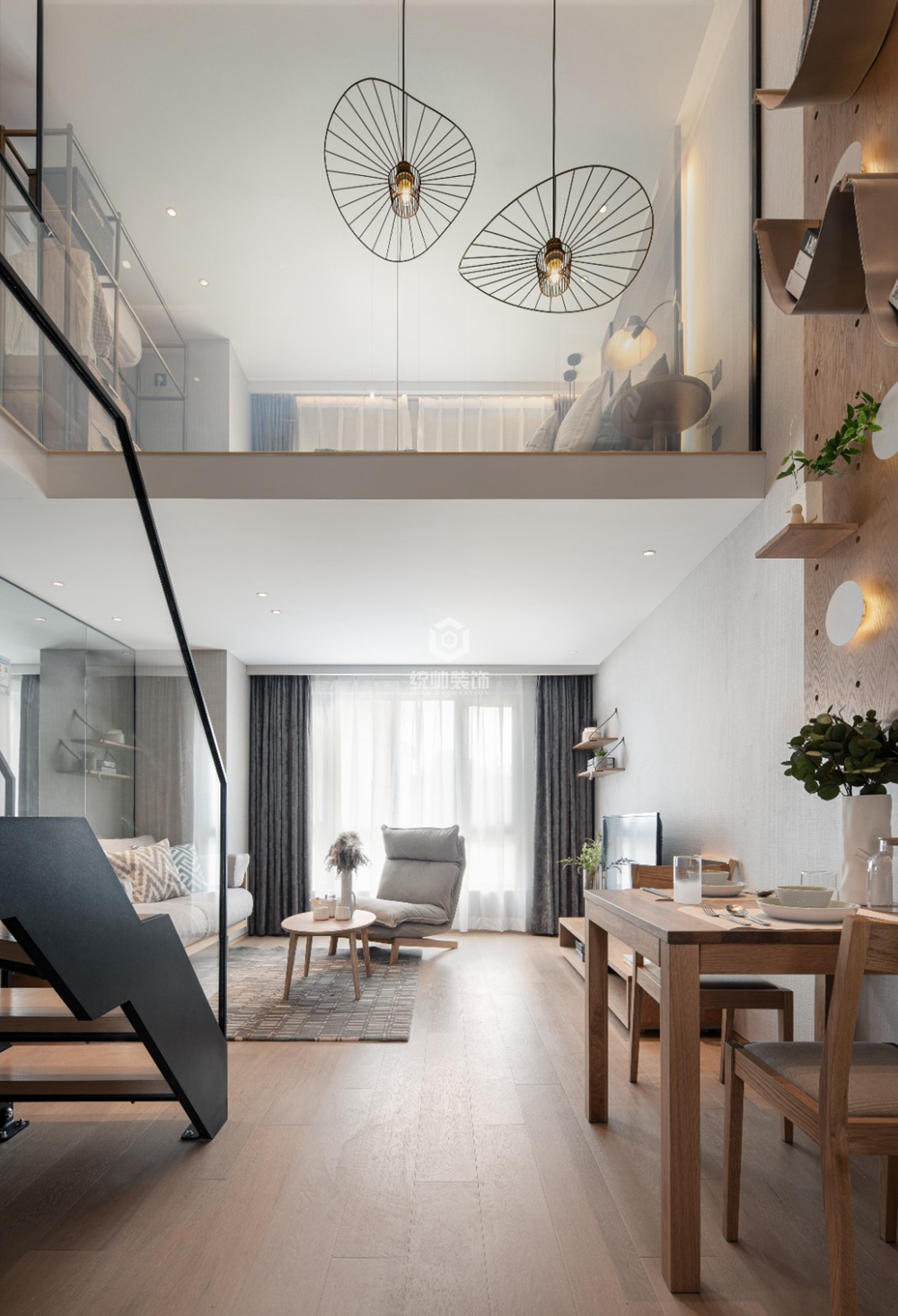 徐汇区柚米国际64平方现代简约风格公寓客厅装修效果图