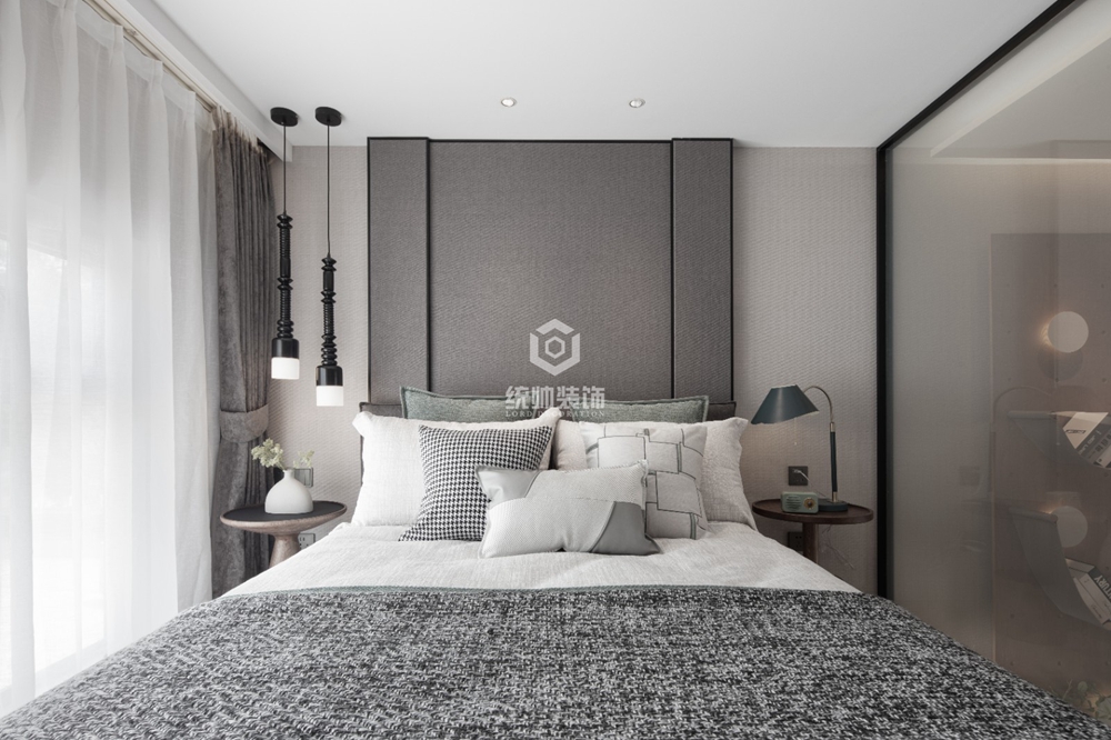 徐汇区柚米国际64平方现代简约风格公寓卧室装修效果图
