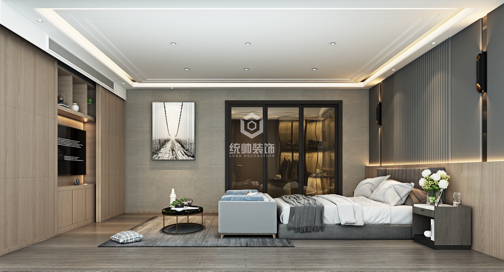 浦东新区平国府210平方轻奢风格复式卧室装修效果图