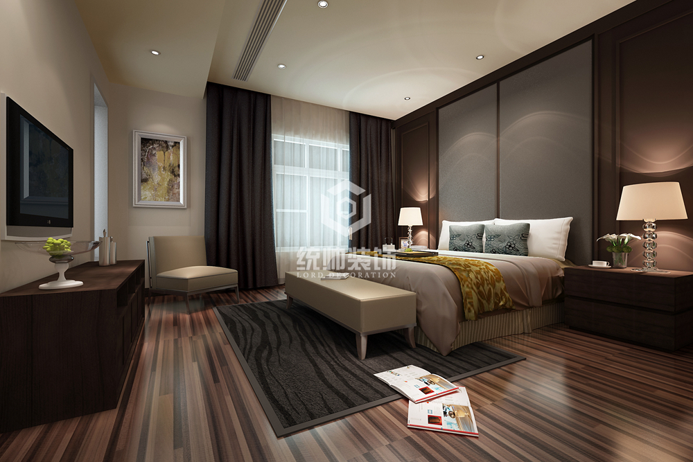 宝山区保利叶上海300平方现代简约风格别墅卧室装修效果图