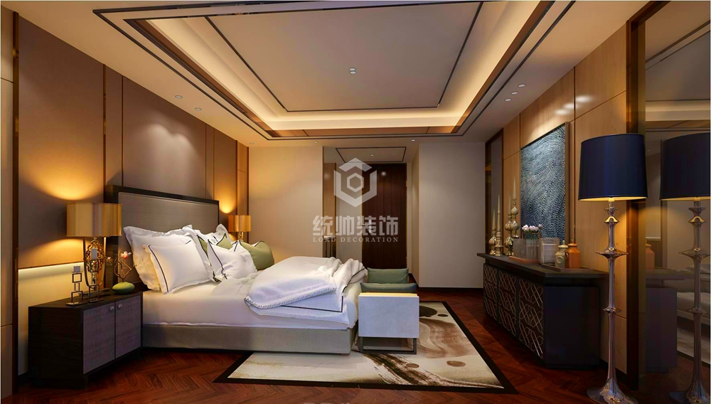 杨浦区上海万科翡翠江湾360平方现代简约风格别墅卧室装修效果图