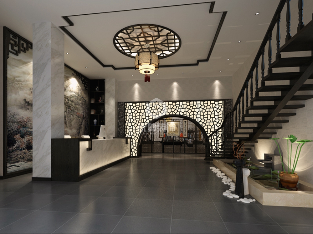 长宁区东方收藏800平方新中式风格工装客厅装修效果图