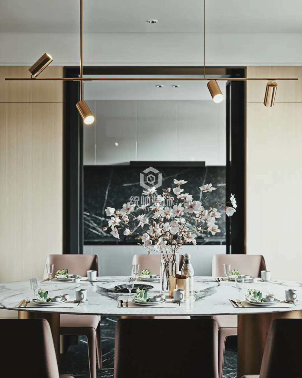 浦东新区新都会 121平美式餐厅装修效果图