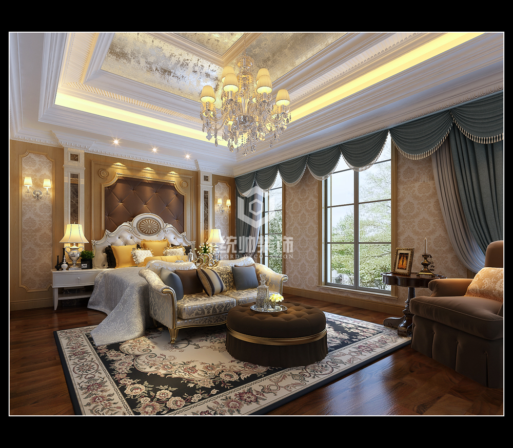 浦东新区绿城玫瑰园385平法式卧室装修效果图