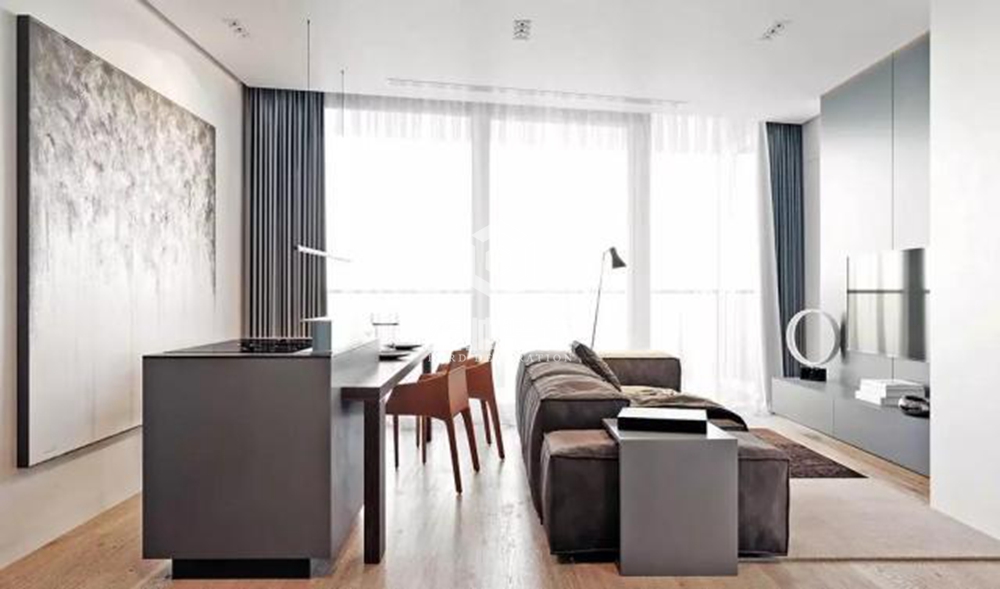 浦东新区地杰国际90平方现代简约风格二房二厅客厅装修效果图