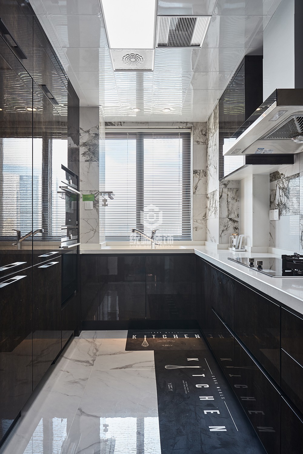 浦东新区金地天逸190平方新中式风格复式厨房装修效果图
