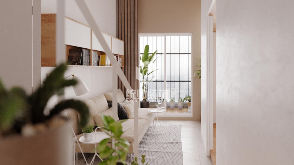 浦东新区景域公寓80平方北欧风格loft客厅装修效果图