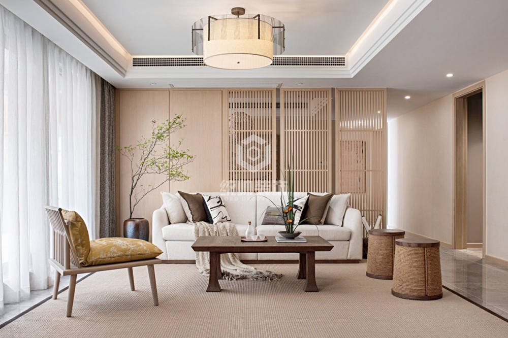 松江区嘉和阳光城95平方日式风格平层客厅装修效果图