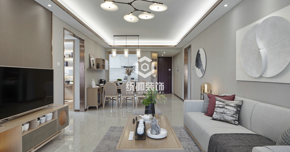 浦東新區中州瓏悅140平現代簡約客廳裝修效果圖