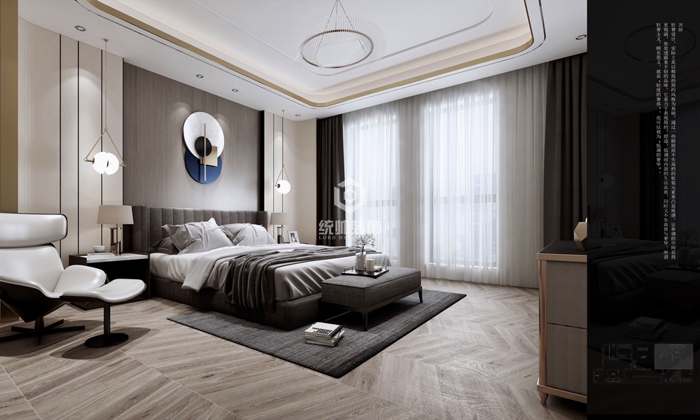 浦东新区大众湖滨300平方法式风格联排别墅卧室装修效果图