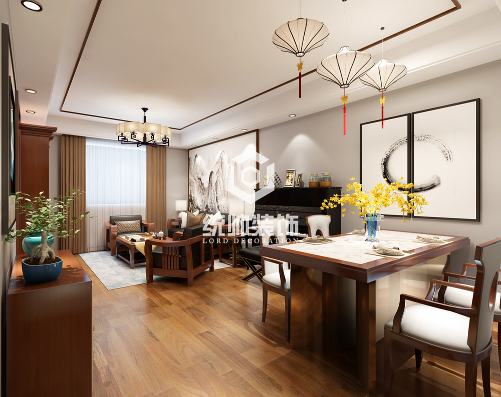 黄浦区汽车公寓86平方中式风格2室1厅餐厅装修效果图