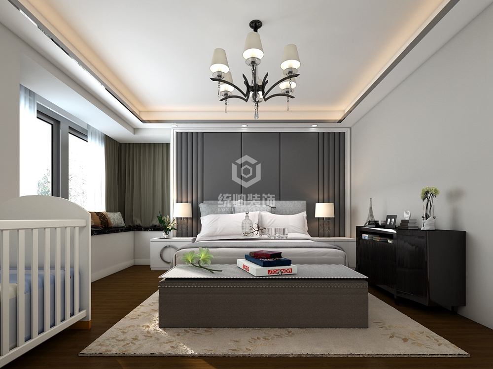 闵行区一品漫城200平方新中式风格复式卧室装修效果图