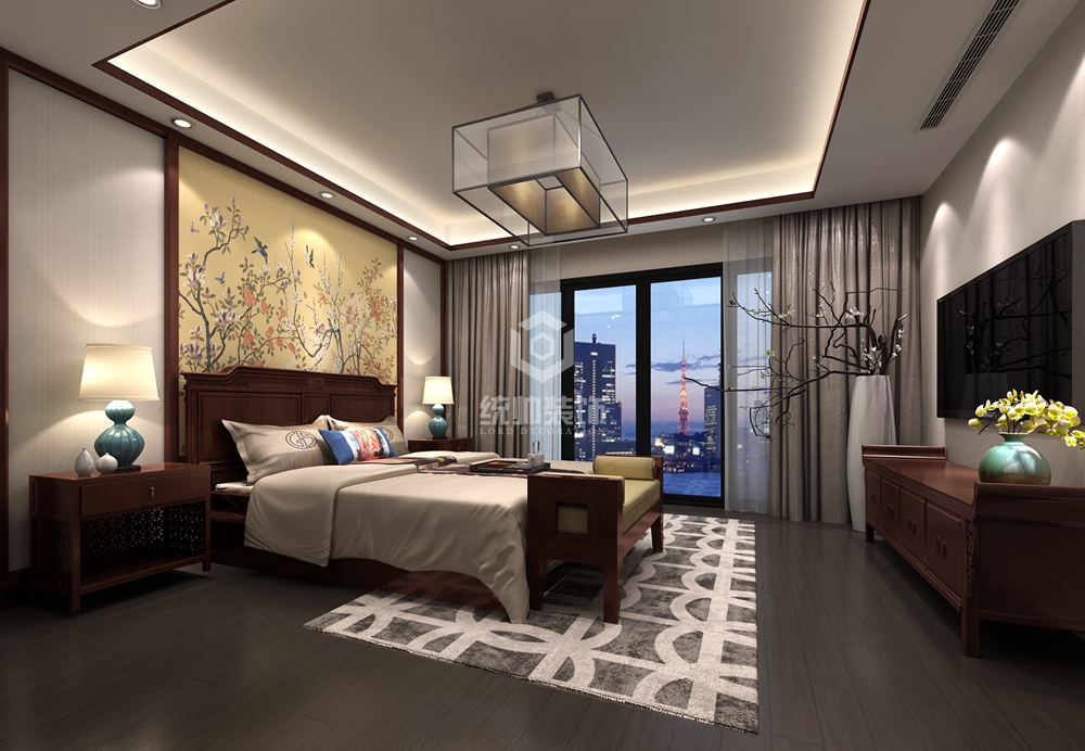闵行区一品漫城200平方新中式风格复式卧室装修效果图