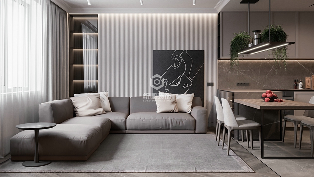 虹口区香港丽园120平方现代简约风格公寓客厅装修效果图