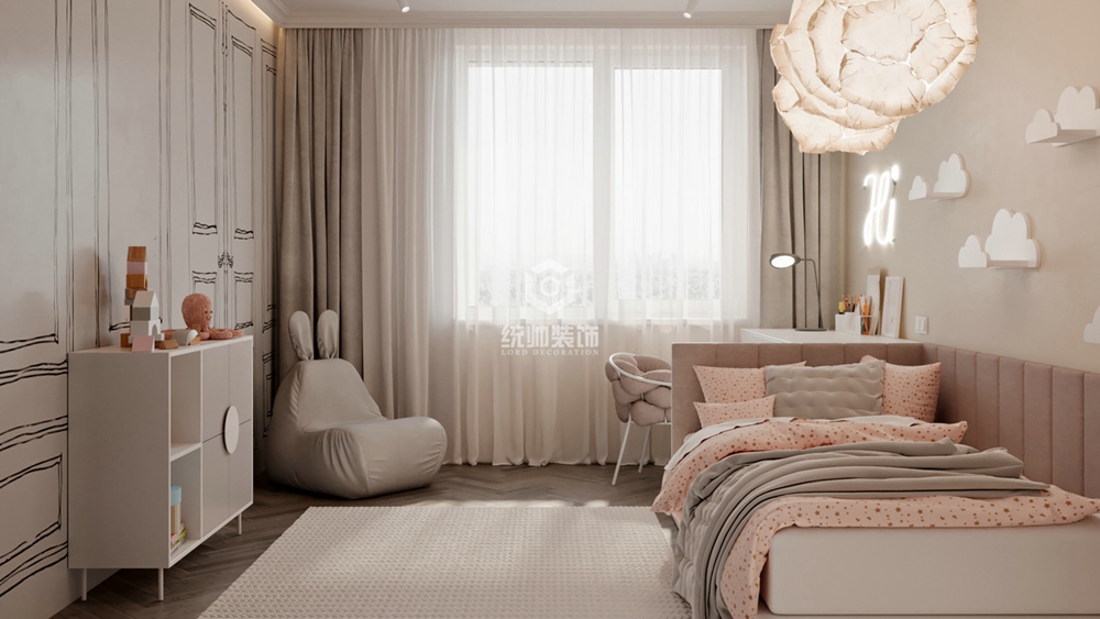 虹口区香港丽园120平现代简约卧室装修效果图