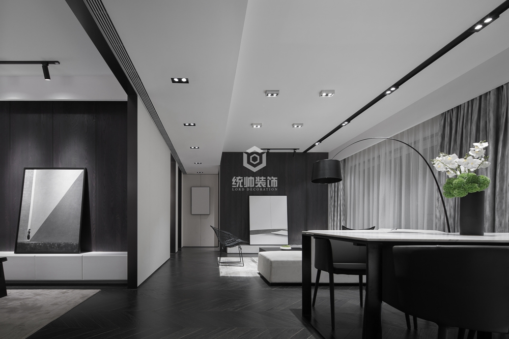 长宁区翠庭136平方现代简约风格公寓客厅装修效果图