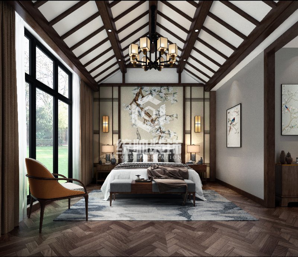 浦东新区北上海248平方中式风格四室二厅卧室装修效果图