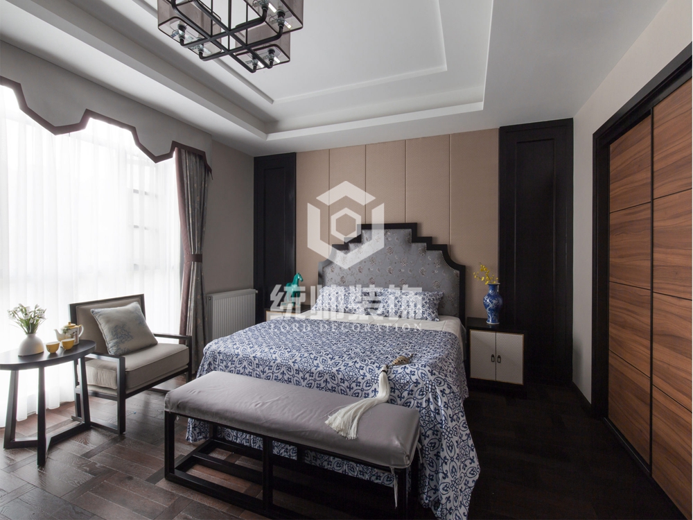 浦东新区望府212平方新中式风格复式卧室装修效果图