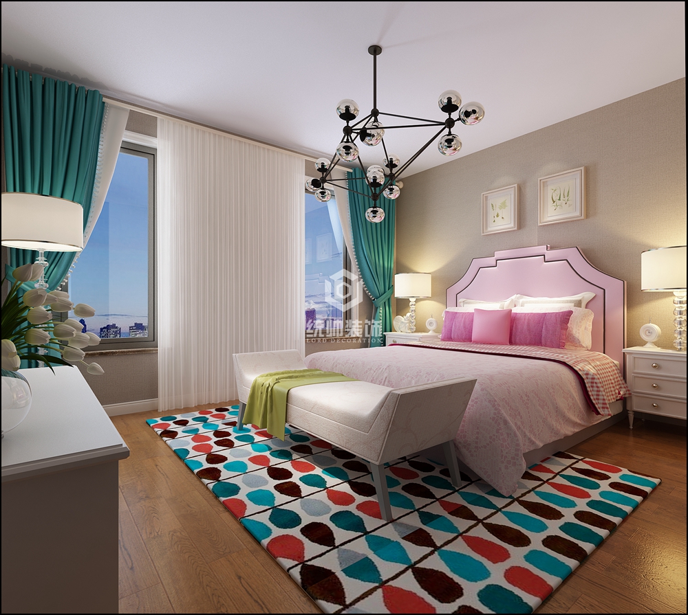 嘉定区宾根花园360平方新中式风格别墅卧室装修效果图