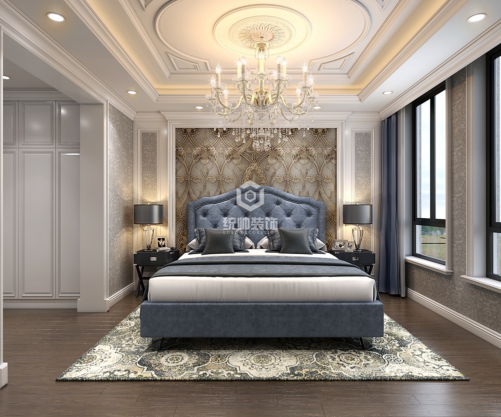 宝山区朗诗绿岛520平方法式风格别墅卧室装修效果图