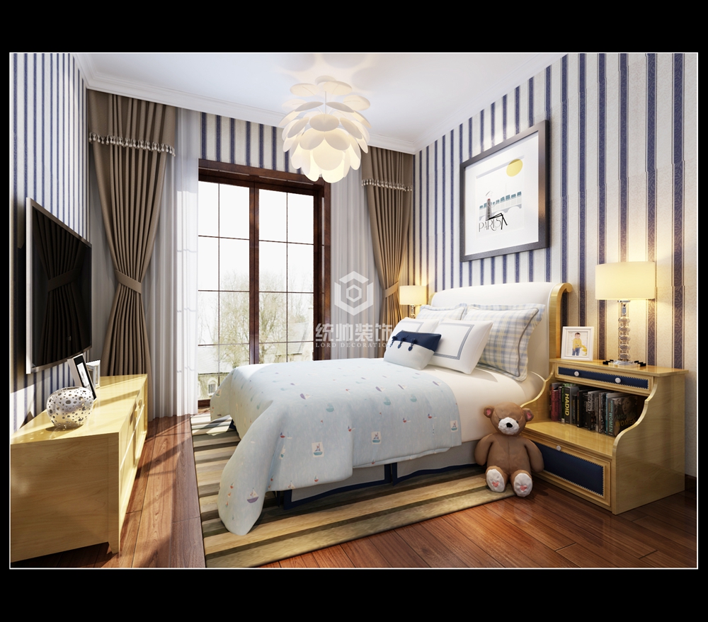 松江区龙湖好望山240平方新中式风格平层卧室装修效果图