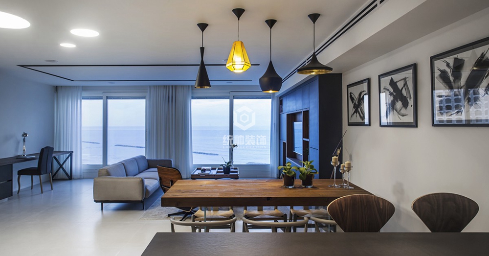 浦东新区保亿风景水岸100平方简美风格三房两厅客厅装修效果图