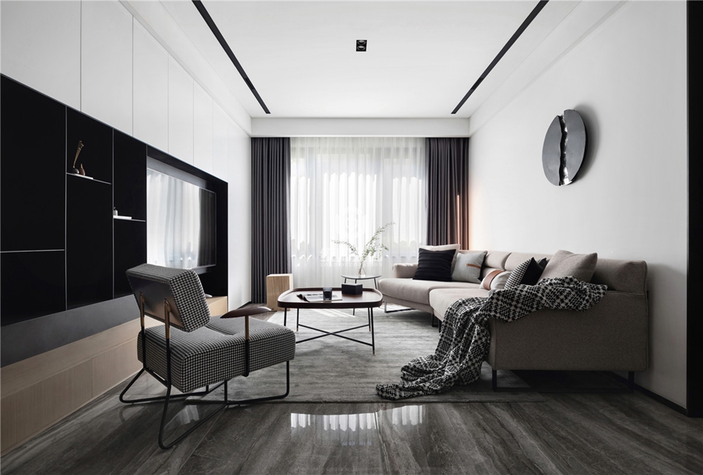 闵行区春城140平方现代简约风格公寓客厅装修效果图