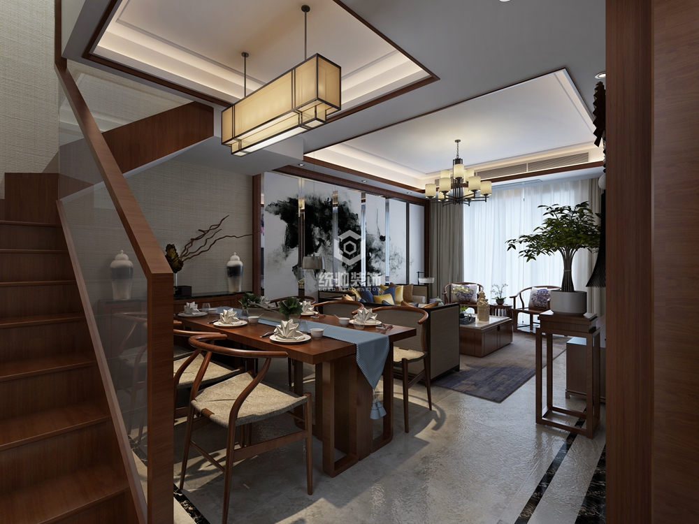 浦東新區依瑪路389弄23號501室160平新中式餐廳裝修效果圖