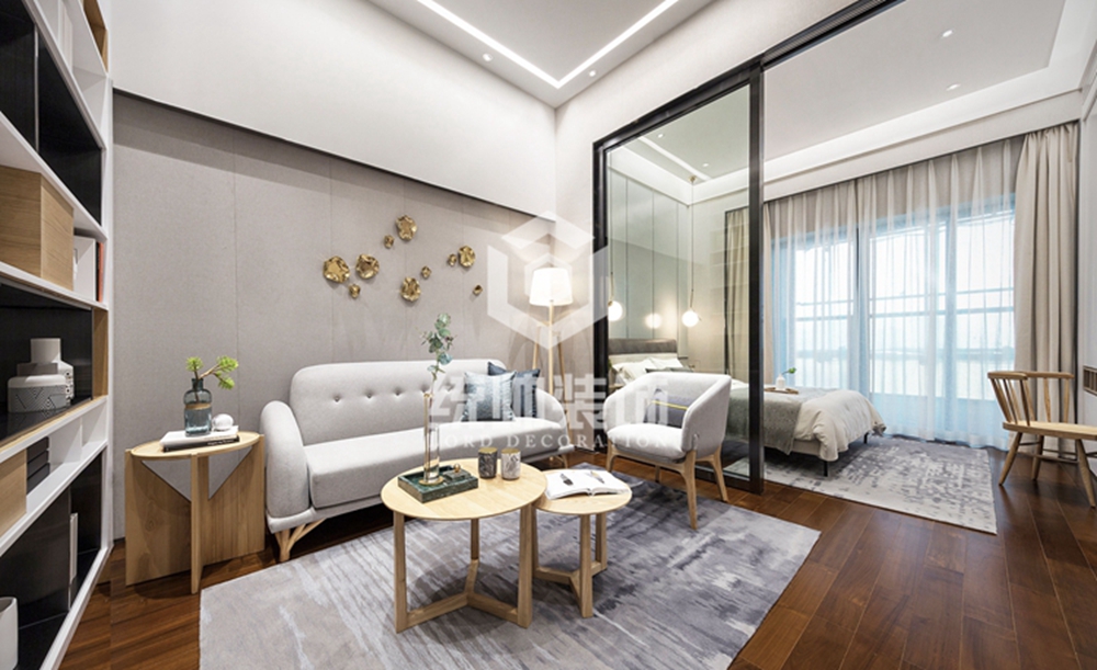 浦东新区GOHO悦城60平方现代简约风格一室一厅客厅装修效果图