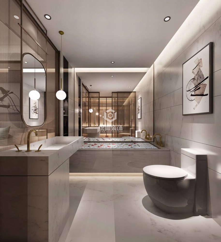 浦东新区香榭国际200平方新中式风格别墅卫生间装修效果图
