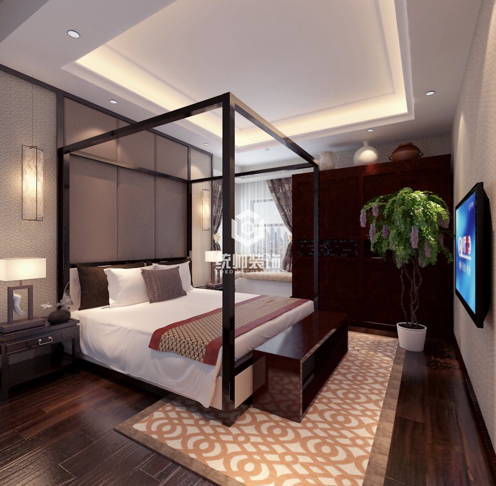 杨浦区翡丽雅苑206平方混搭风格框架架构卧室装修效果图