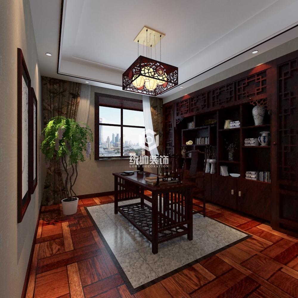 杨浦区翡丽雅苑206平方混搭风格框架架构书房装修效果图